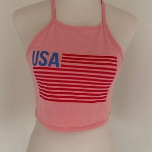 Pink USA Flag Crop Top
